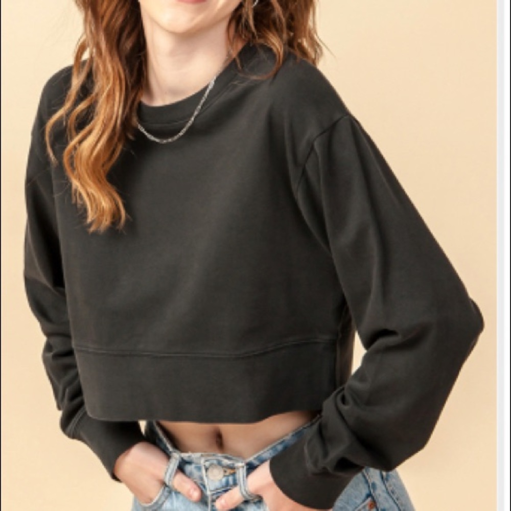 Ladies Black Mid Drift Sweatshirt